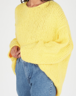 AMERICAN VINTAGE BOOLDER – Round-neck mouliné knit alpaca blend sweater Yellow