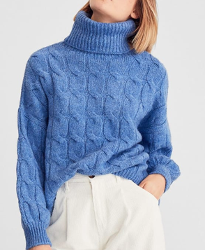 PULL TRICOTÉ BLEU TORSADES STRADIVARIUS