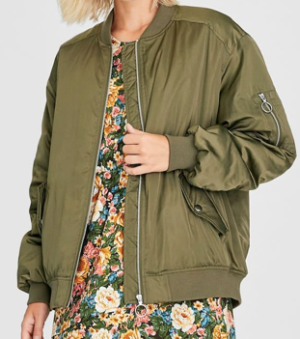 Bomber satiné kaki stradivarius