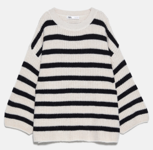 pull en maille oversize à rayures zara