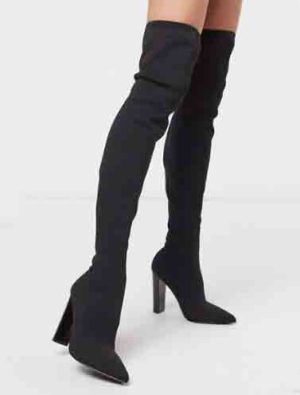 ASOS DESIGN – Kudos – Cuissardes en maille à talon carré – Noir