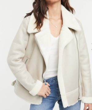 New Look – Blouson aviateur – Crème