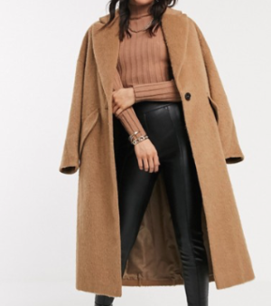 Topshop – Manteau texturé – Fauve