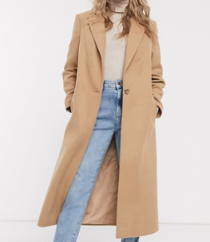 Miss Selfridge – Manteau long ajusté – Camel