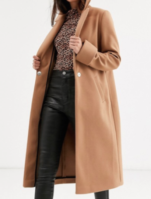 River Island – Manteau avec un bouton – Fauve
