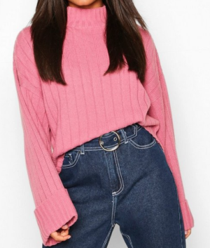 Pull à manches larges en maille côtelée boohoo