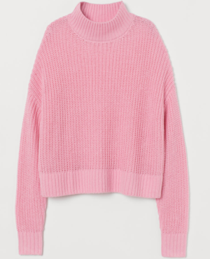 Pull rose à col semi-montant H&M