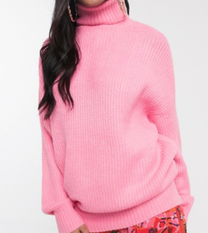 Missguided – Pull col roulé boyfriend de première qualité – Rose