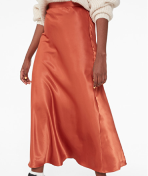 Long satin skirt terracota monki