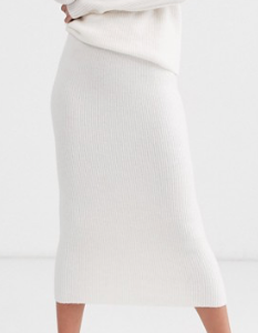 ASOS DESIGN Tall – Jupe mi-longue côtelée en tissu mélangé recyclé