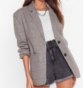 Blazer oversize à motifs pied-de-poule C’est moi qui décide mon coco NASTY GAL