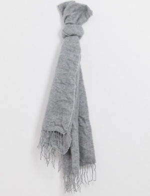 ASOS DESIGN – Longue écharpe tissée ultra douce à franges – Gris