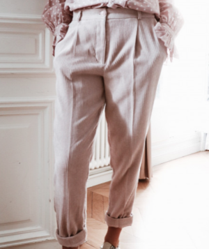 PANTALON VAL VELOURS ROSE NAVY PARIS
