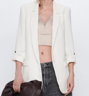 VESTE À MANCHES RETROUSSÉES BLAZER BLANC ZARA