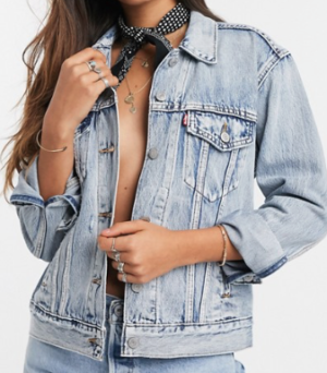 Levi’s – Ex – Veste camionneur en jean coupe boyfriend – Délavage bleu clair