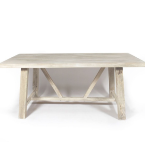 MADE IN MEUBLES Table à manger en manguier blanchi piétement tréteaux, 2 allonges | réf. RA40 LA REDOUTE INTERIEURS