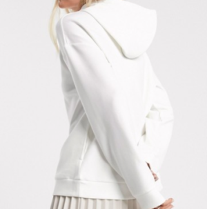 Stradivarius – Hoodie avec cordon de serrage – Blanc