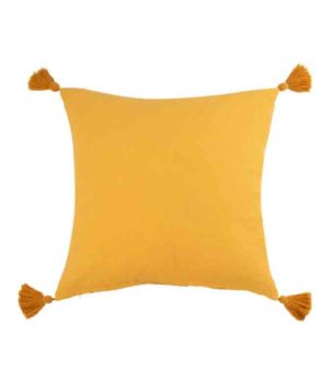coussin-jaune-ponpons