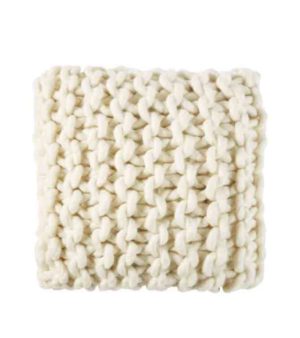 coussin-tricote laine blanc