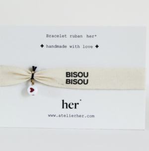 Bracelet ruban – bisou bisou n°1 Atelier HER