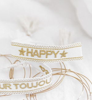 Bracelet Tissé Happy Blanc & Doré PRETTYWIRE SHOP