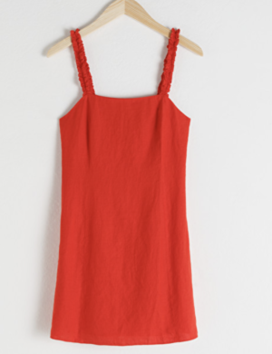 Ruffle Strap Linen Mini Dress & other stories