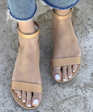 Sandales en cuir grec Sandales à la cheville pour femme, sandales plates élégantes faites à la main AELIA GREEK SANDALS