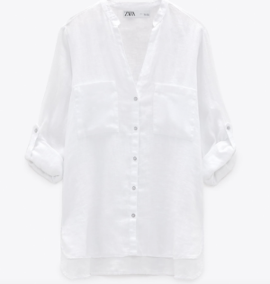 ZARA Blouse en lin avec poches