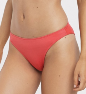 Monki – Bas de bikini taille basse en tissu recyclé – Rouge