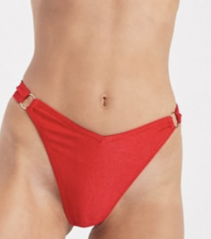 South Beach – Exclusivité – Mix and Match – Bas de bikini échancré avec détail anneau – Rouge