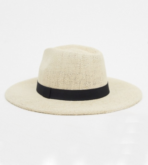 ASOS DESIGN – Fedora en paille avec ruban noir – Naturel