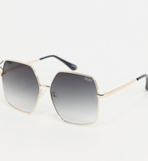 Quay Australia – Backstage – Lunettes de soleil carrées oversize – Doré