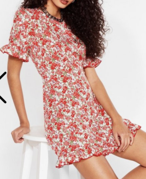 Spill the Tea Floral Mini Dress NASTY GAL