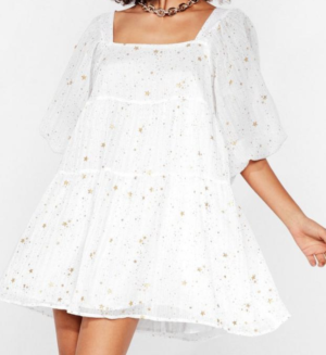 Robe courte à manches bouffantes et imprimé étoiles Je suis la star de ta vie NASTY GAL
