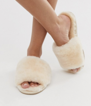 ASOS DESIGN – Nola – Chaussons en peau de mouton haut de gamme – Beige