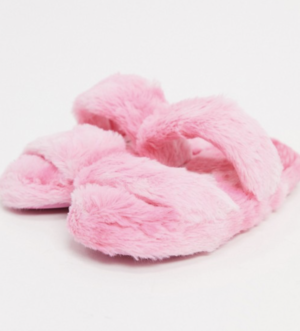 ASOS DESIGN – Zhuji – Chaussons à deux brides style mules – Rose