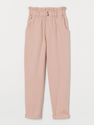 Pantalon paper bag rose pâle H&M