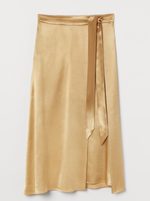 JUPE MI LONGUE EN SATIN MOUTARDE H&M