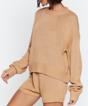 Ensemble de confort pull & short en maille Tranquille dans tes bras NASTY GAL