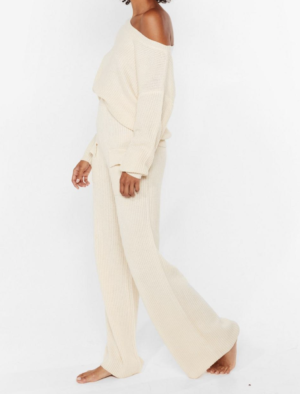 Ensemble de confort pull & pantalon en maille Soirée Zoom en vue NASTY GAL