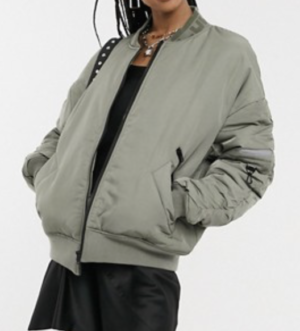 COLLUSION Unisex – MA1 – Bomber à manches froncées – Kaki