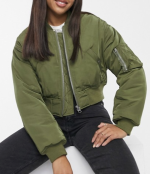ASOS DESIGN – Bomber court – Kaki