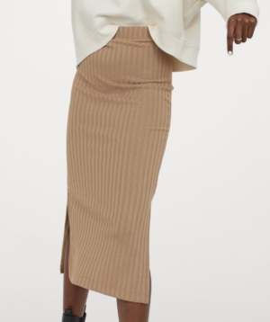 Jupe crayon en maille côtelée H&M