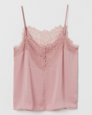 TOP AVEC DENTELLE ROSE H&M