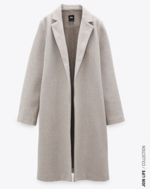 Manteau avec col à revers beige ZARA