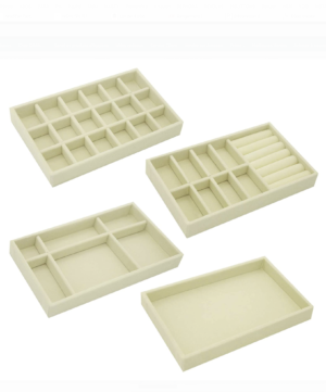 Lot de 4 plateaux à bijoux en velours empilables pour accessoires de bijoux AMAZON