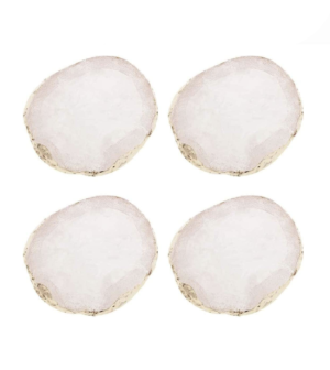 NOBRAND Lot de 4 dessous de verre en forme de tranches d’agate irrégulières Blanc