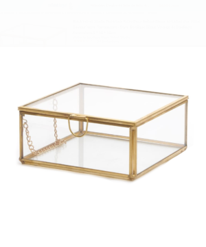 Black Velvet Studio Terrarium Retro Deco Boîte à Bijoux en Laiton d’or Métal Couleur Verre Transparent – Style Nordique Bijoux Vintage de Stockage