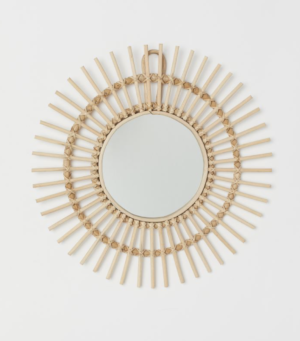 Miroir avec cadre en rotin H&M