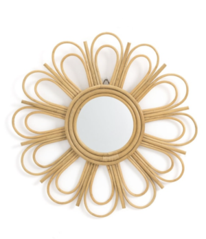 Miroir rotin forme marguerite Ø60 cm, Nogu